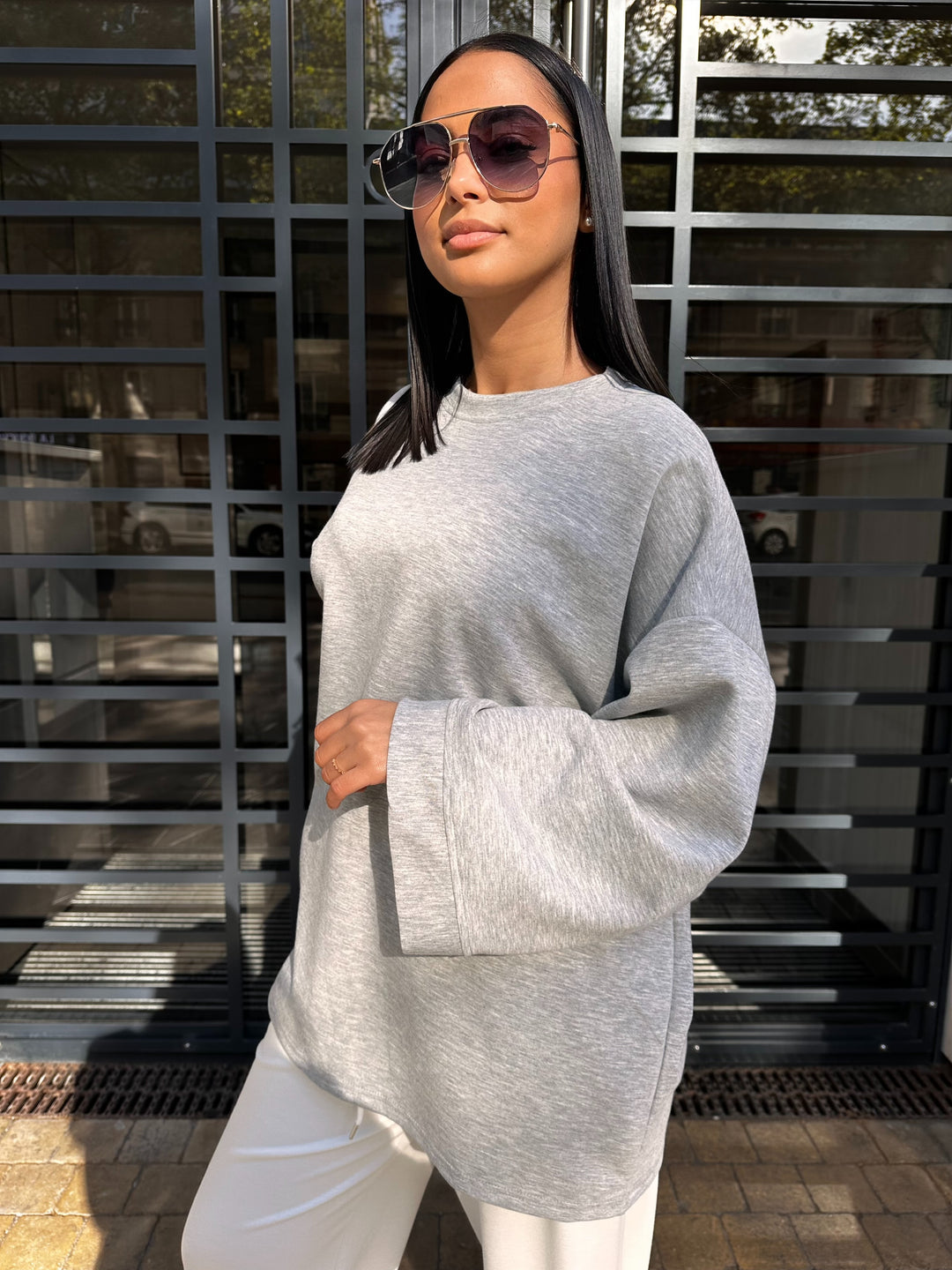 t-shirt gris oversize ￼