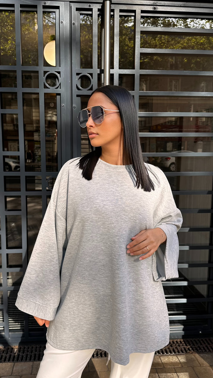 t-shirt gris oversize ￼