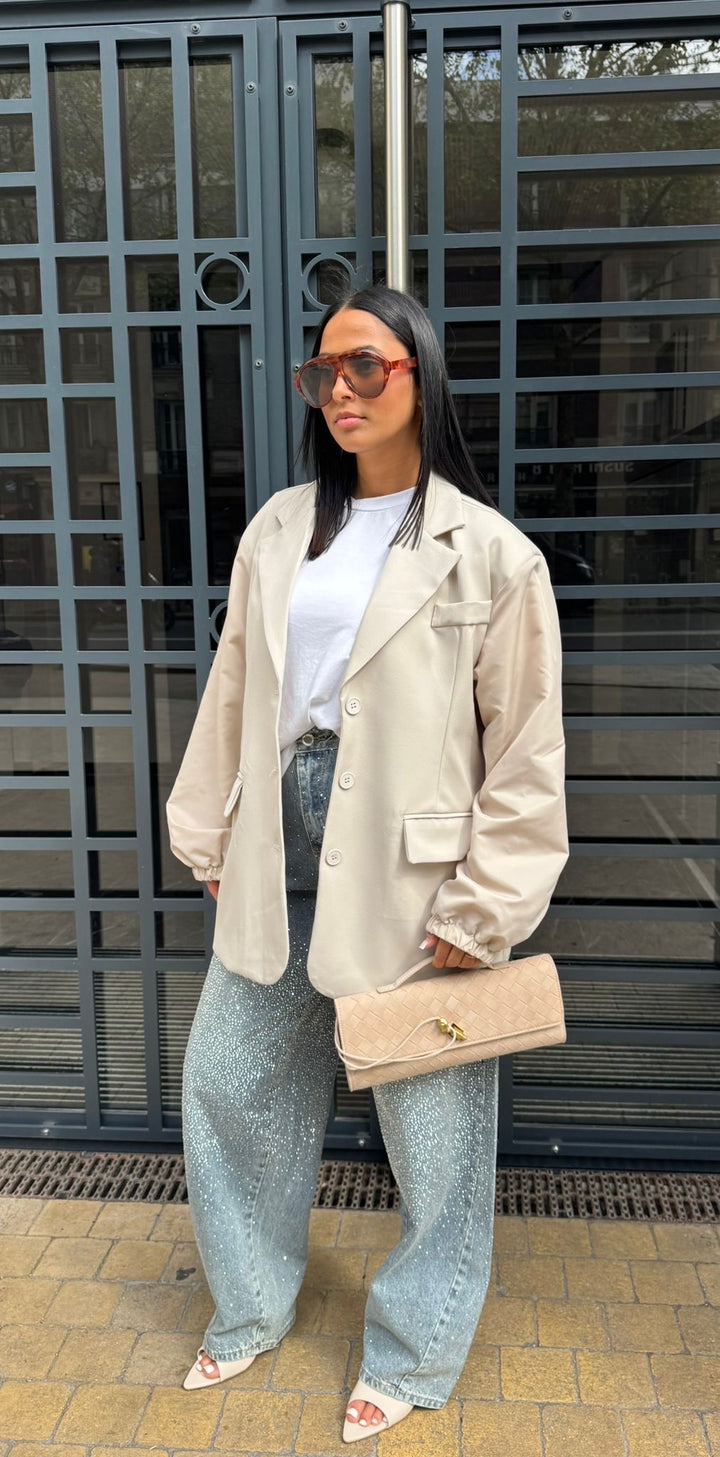 Blazer Bi-Matière Effet Ballon