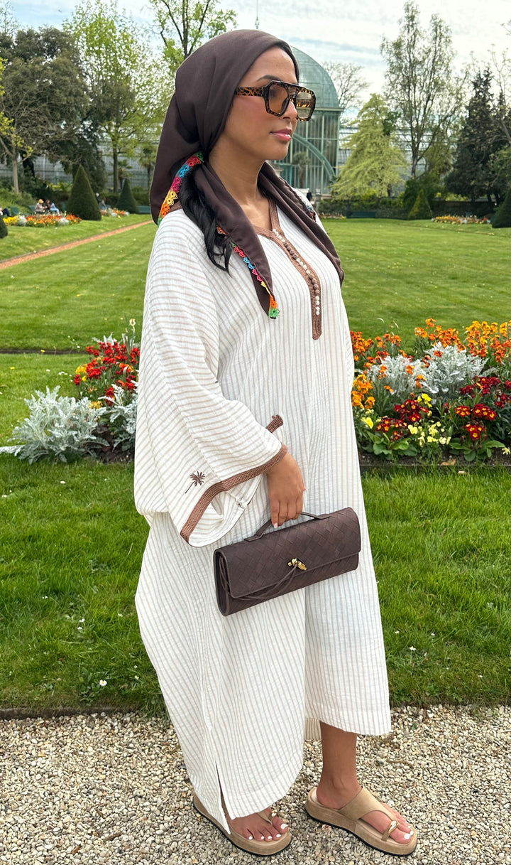Robe en lin – détails marron