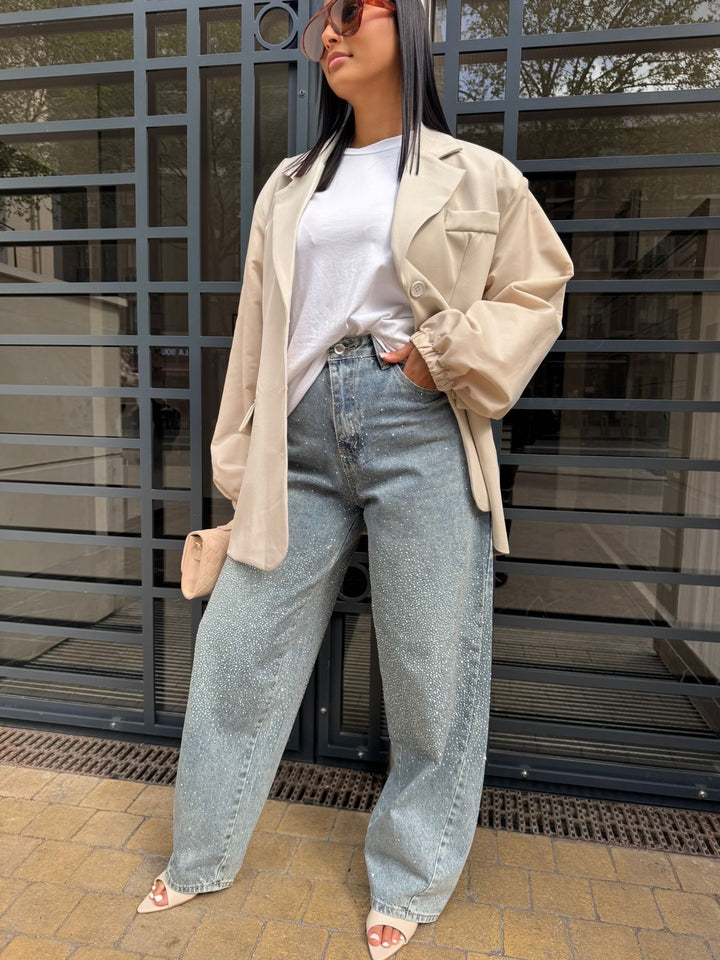 Jean large pailleté