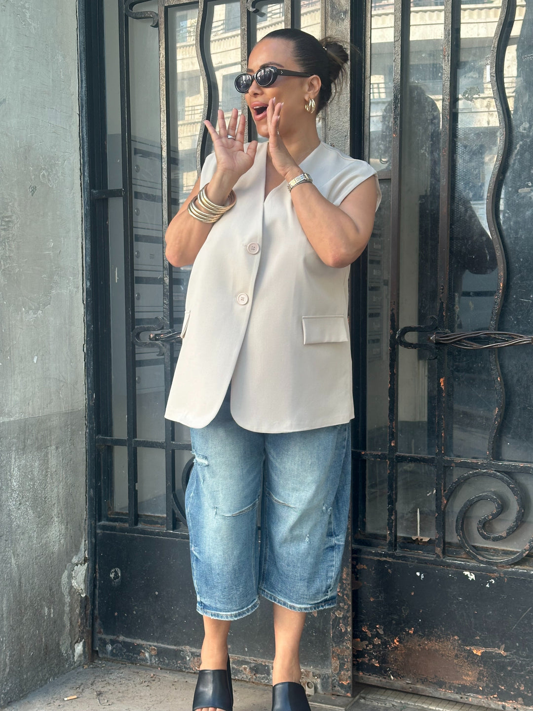 Blazer sans manches Lina - Beige