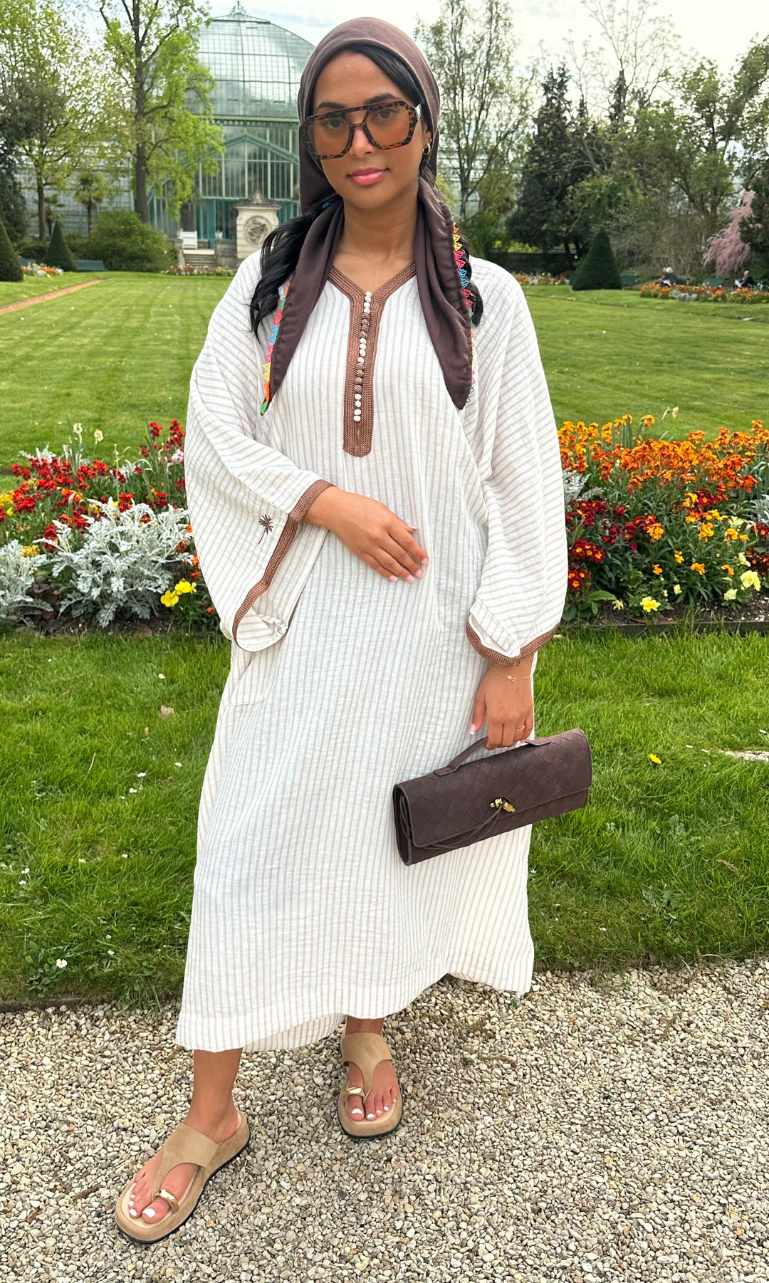 Robe en lin – détails marron
