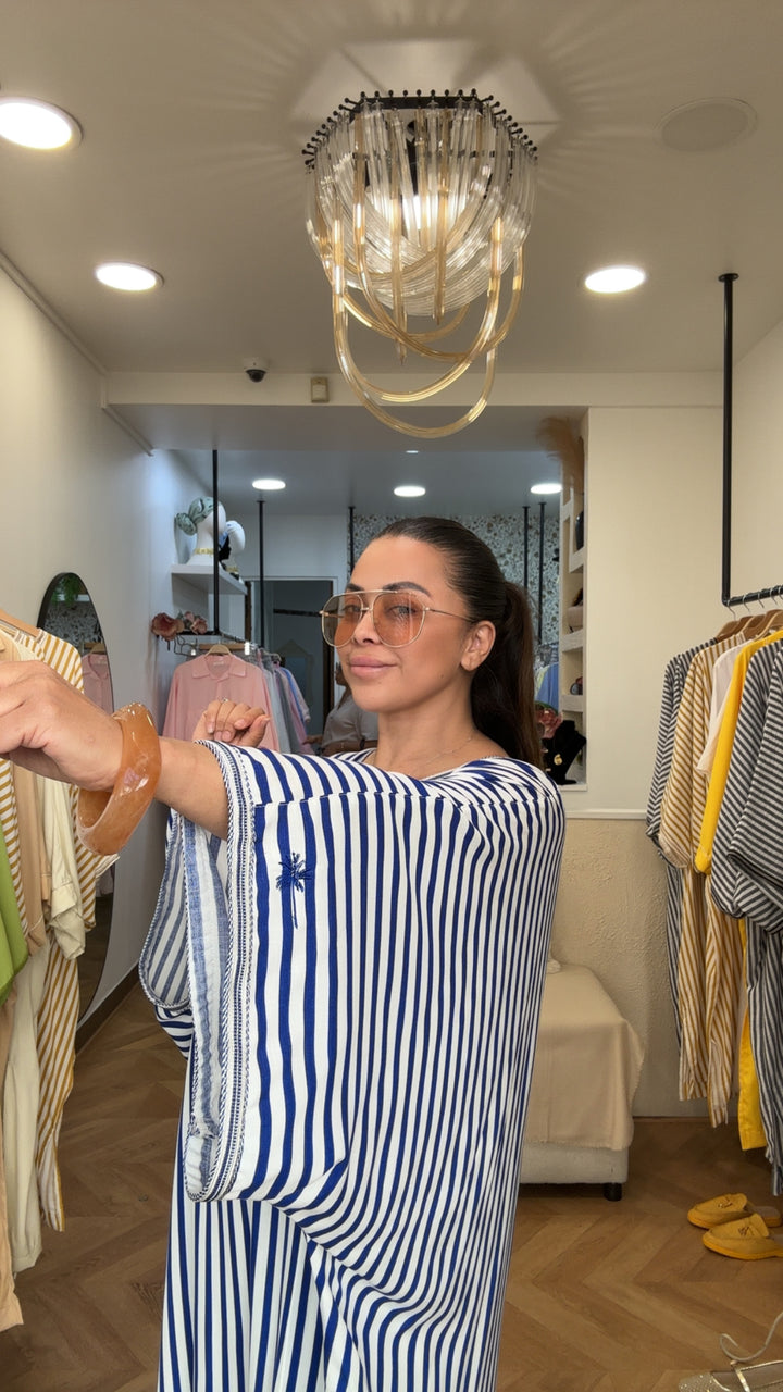 Abaya Authentica motif rayé bleu
