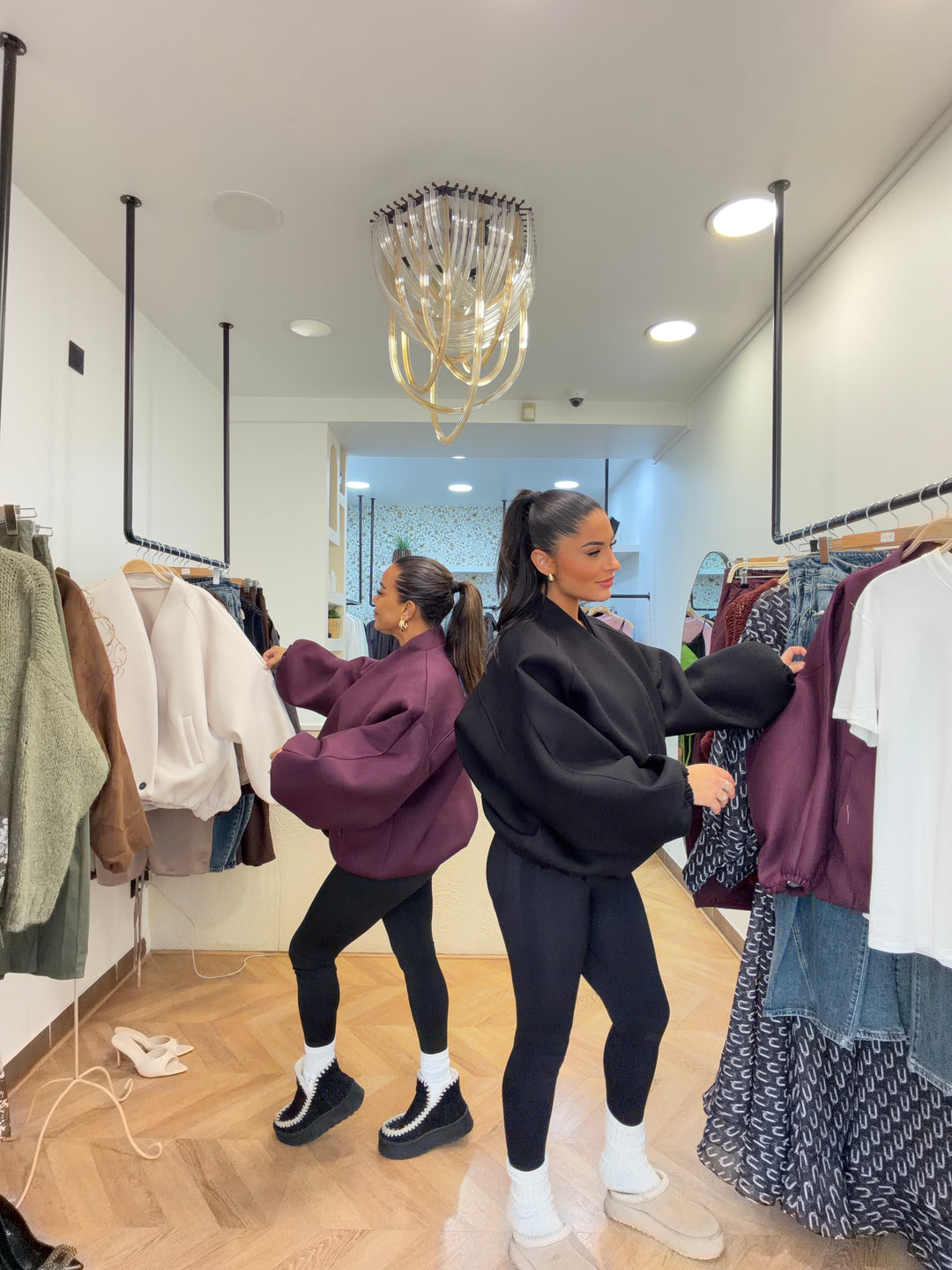 Veste bomber oversize à manches bouffantes