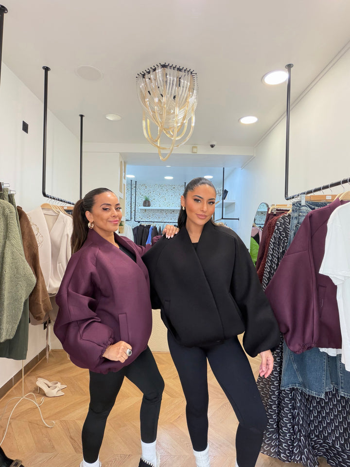 Veste bomber oversize à manches bouffantes